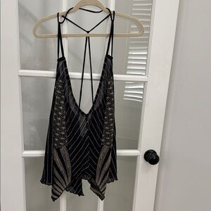 NWT Free People Embroidered Handkerchief Top – Black, Size M ($98 Retail)